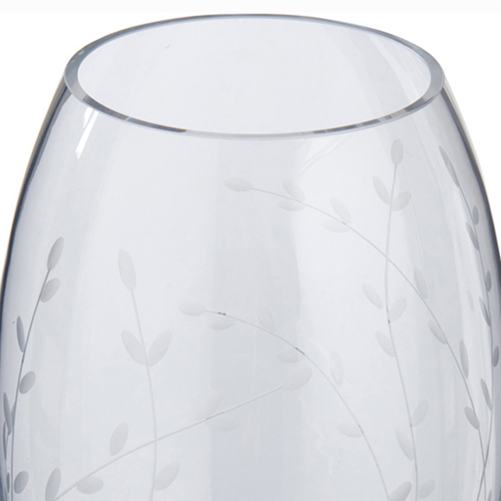 Wilko Leaf Etched Clear Vase Wilko