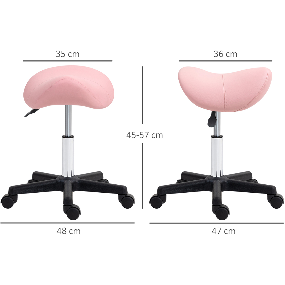 Portland Pink Adjustable Rolling Salon Saddle Stool Image 9