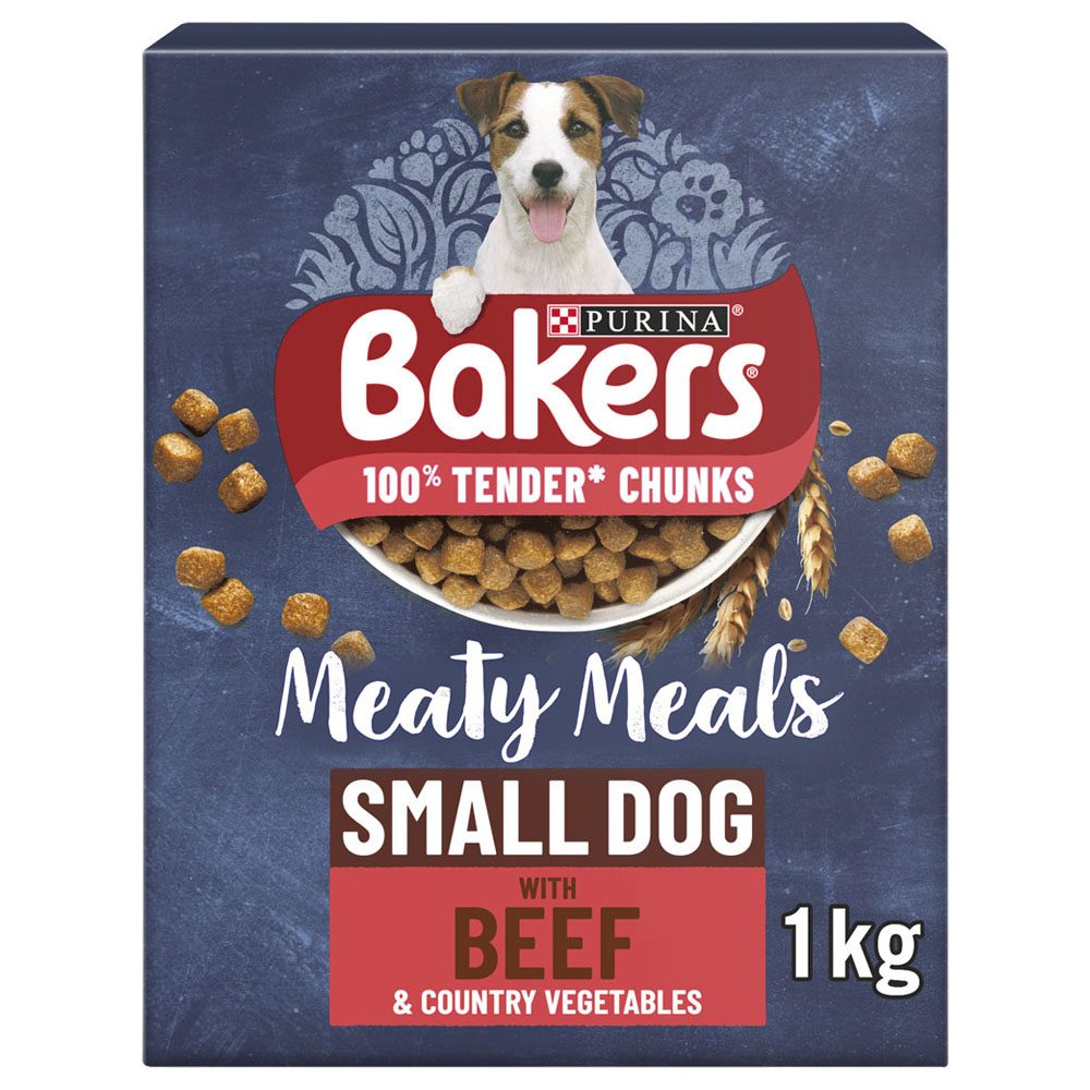 Bakers Meaty Meals Adult Small Dry Dog Food Beef 1kg Image 1