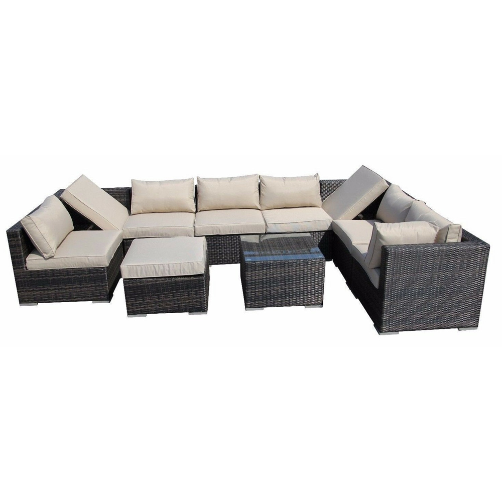 Furniture One 9 Seater Brown Rattan Modular Outdoor Sofa Image 2