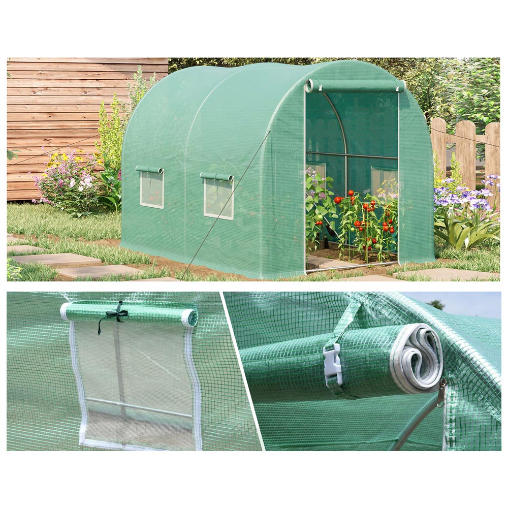 Outsunny Green Metal 6.6 x 10ft Walk-In Greenhouse Image 5