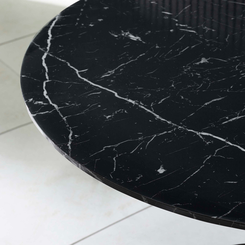 Julian Bowen Luca 4 Seater Black Marble Effect Round Pedestal Dining Table Image 3