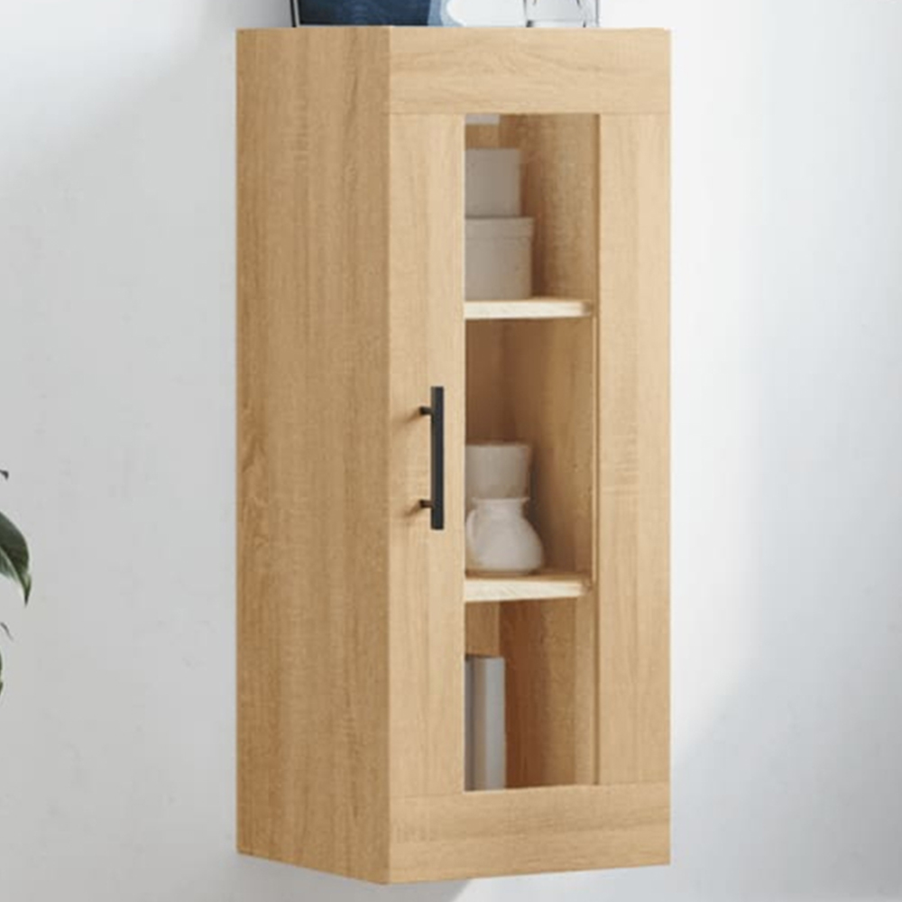 vidaXL Single Glass Door Sonoma Oak Wall Mounted Cabinet Image 1