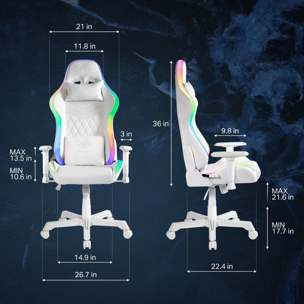 Deltaco White Leather RGB LED Gaming Chair Image 9