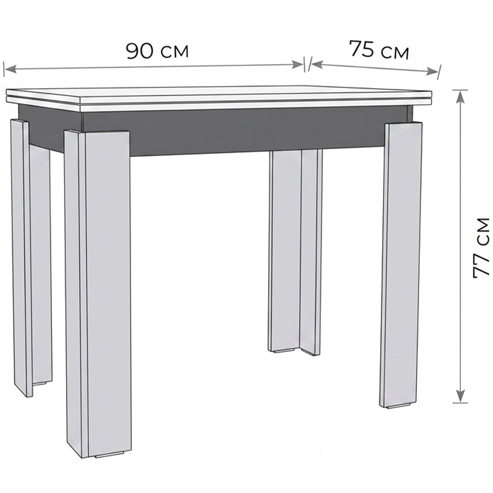 Shefa Line Family 6 Seater White 90-150cm Extendable Dining Table Image 5