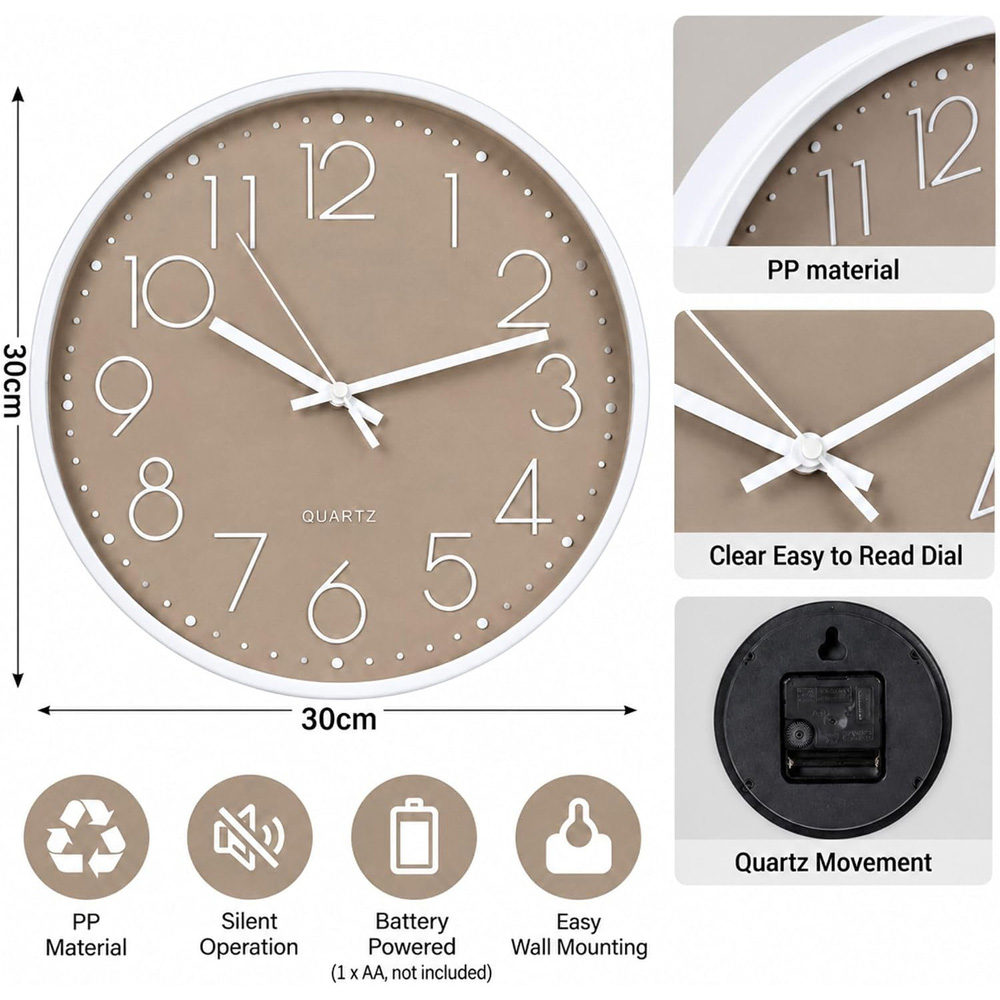 Marco Paul Light Brown Round Wall Clock 30cm Image 9