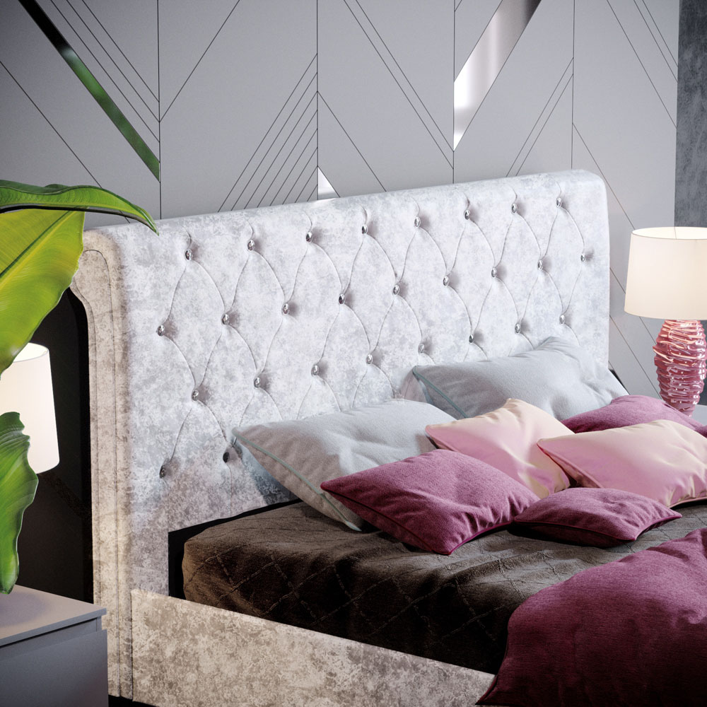 Vida Designs Violetta King Size Silver Crushed Velvet Bed Frame Image 3
