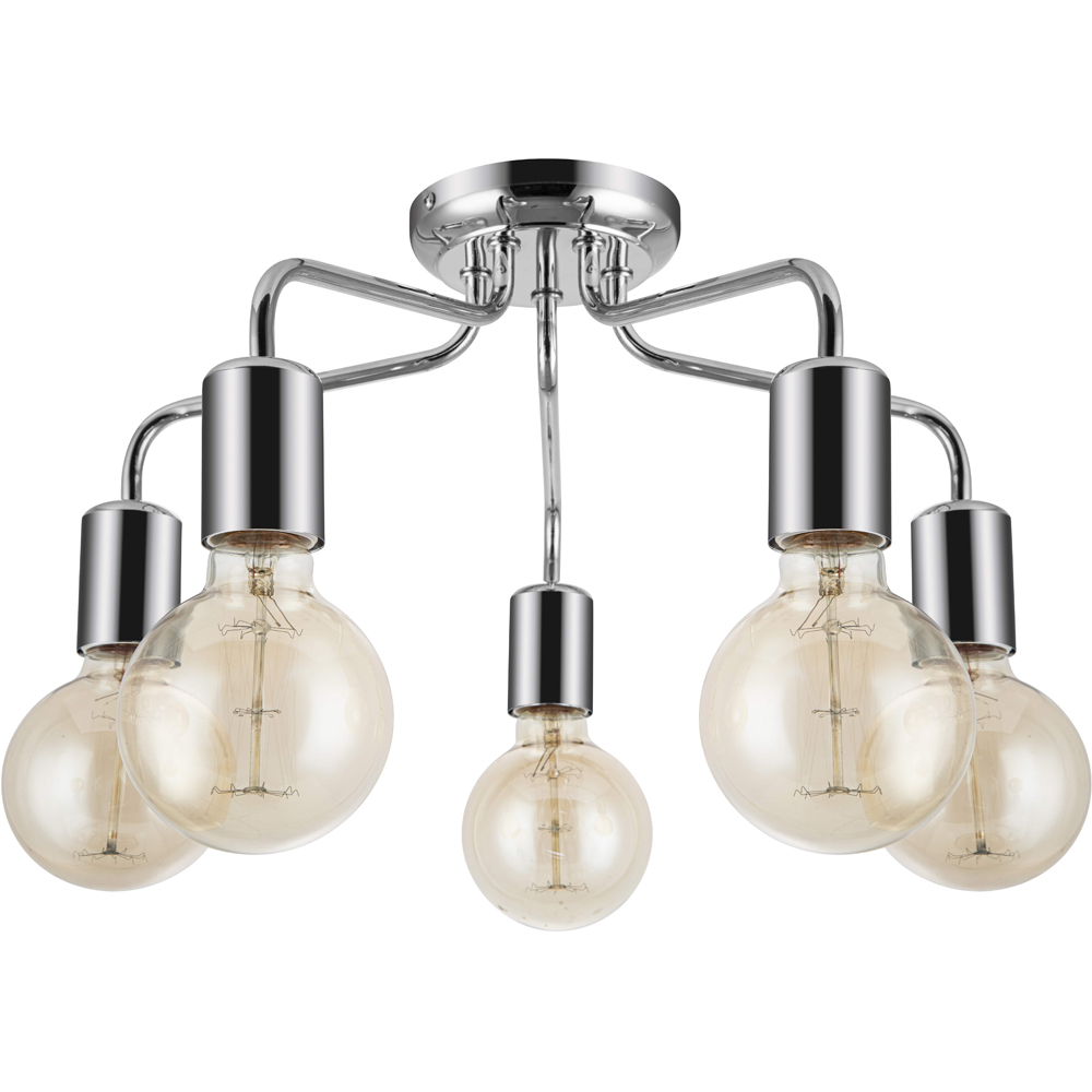 Cosylyte Fraser 5 Light Chrome Metal Flush Ceiling Light Image 1