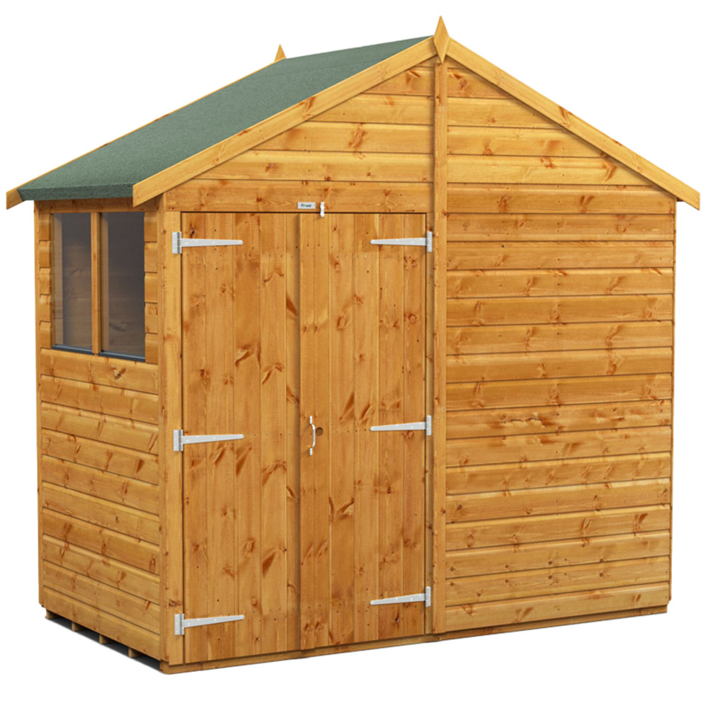 Power Sheds 4 x 8ft Double Door Apex Wooden Shed with Window Image 1