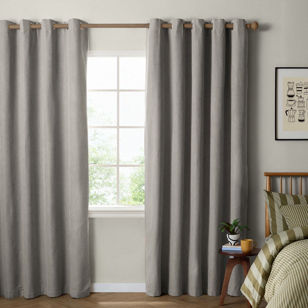 Furn The Ultimate Grey Textured Woven Blackout Eyelet Curtains 229 x 229cm Image 1