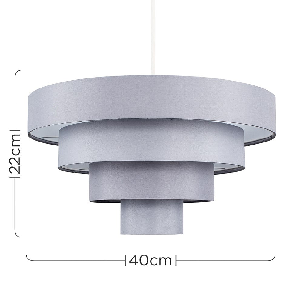 ValueLights 4 Tier Grey Fabric Ceiling Pendant Lamp Shade Image 5
