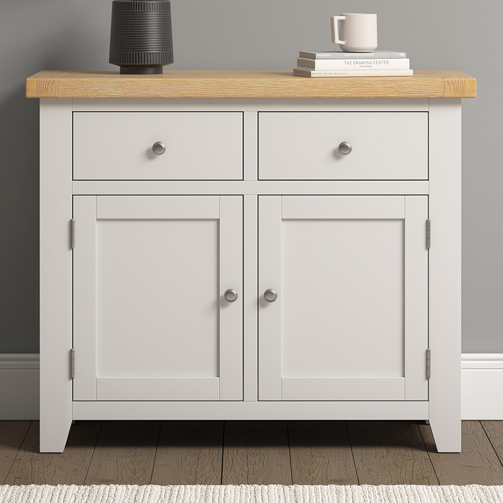 Seconique Windsor 2 Door 2 Drawer Ivory and Oak Sideboard Image 1
