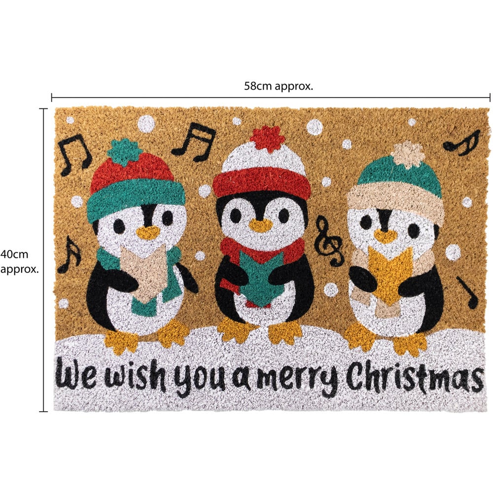 JVL Christmas Penguin Latex Coir Door Mat 40 x 58cm Image 9
