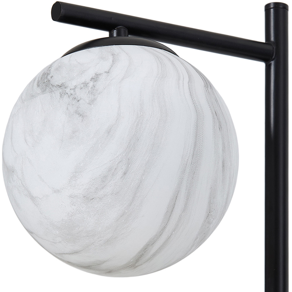 Living and Home Screw E27 Black and White Marble Effect Glass Floor Lamp with Foot Pedal Switch Image 2