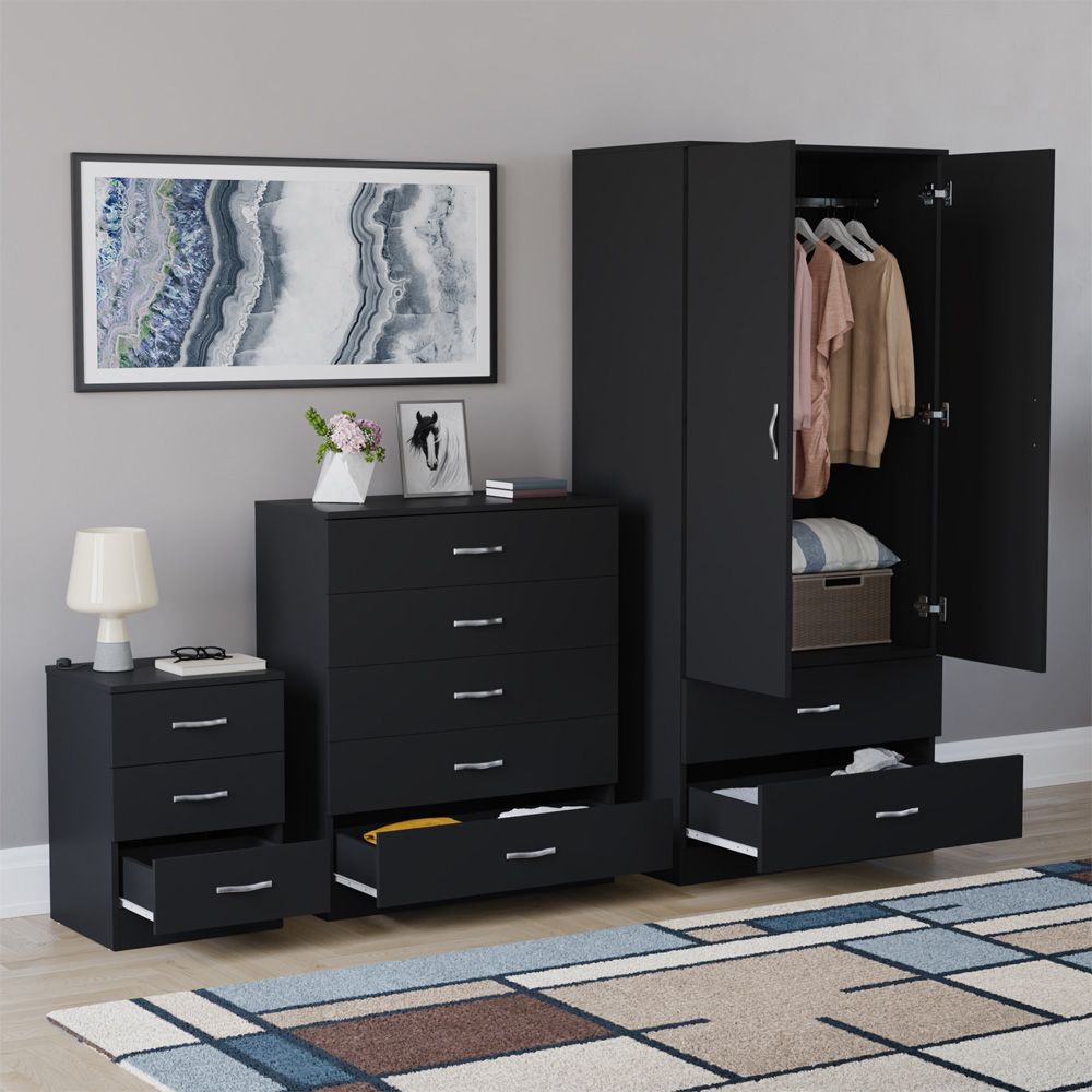 VIDA DESIGNS Riano Black 3 Piece Bedroom Furniture Set Image 5