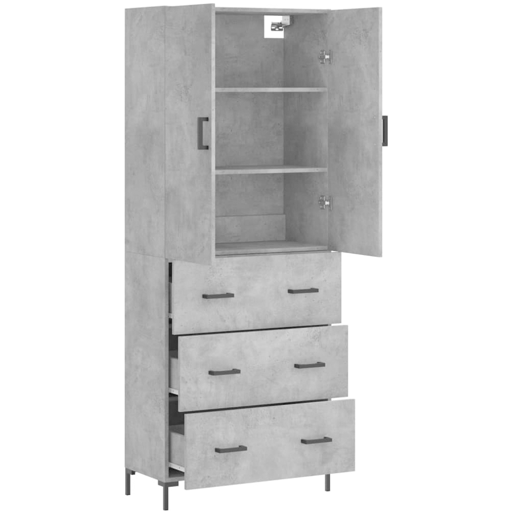 vidaXL 2 Door 3 Drawer Concrete Grey Highboard Image 4