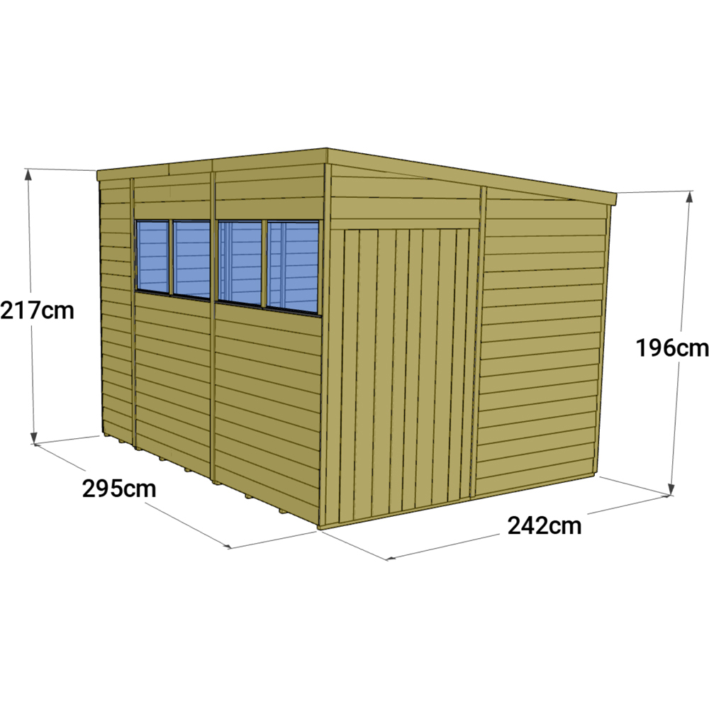 StoreMore 10 x 8ft Double Door Tongue and Groove Pent Shed Image 4