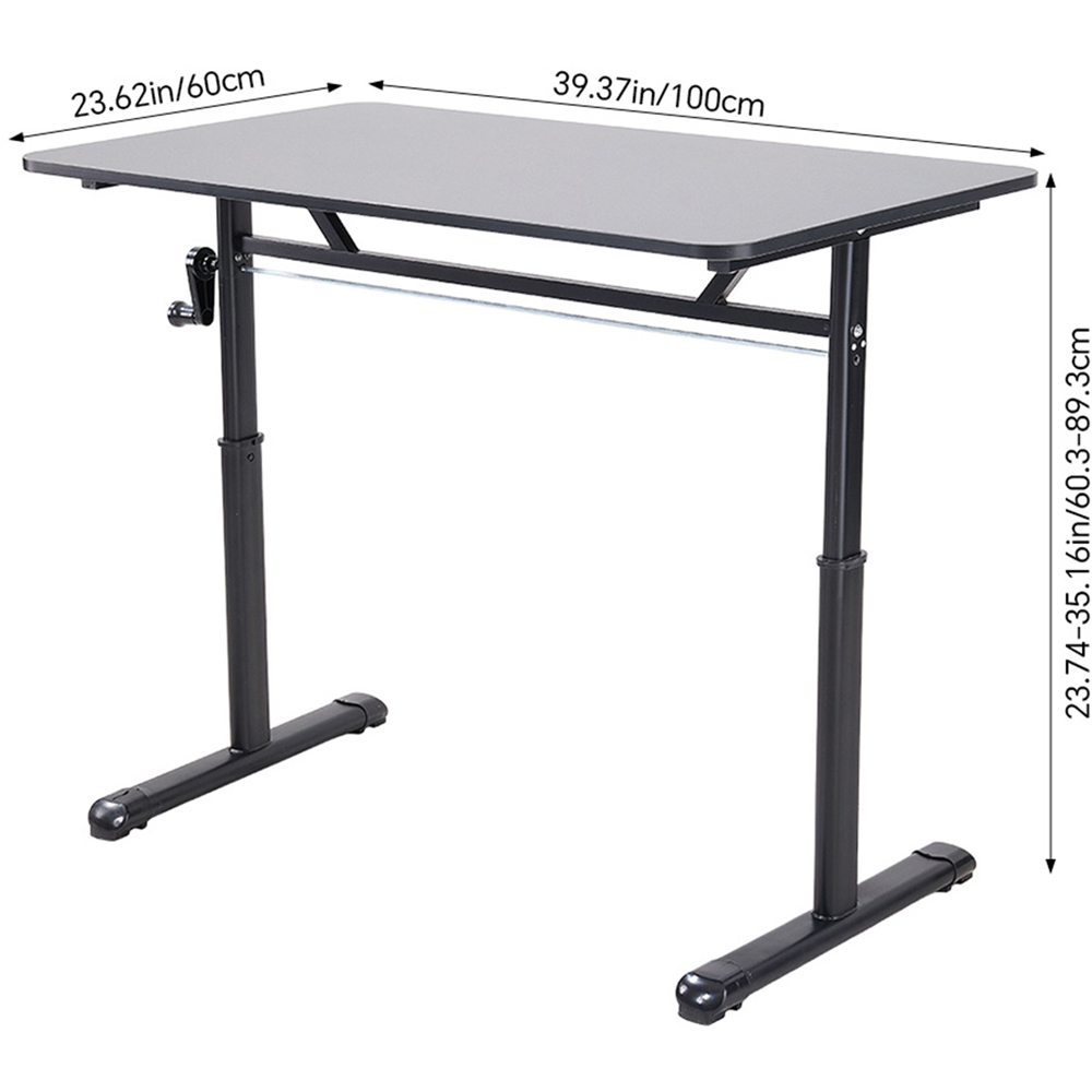 Living and Home Carbon Steel Frame Manual Height Adjustable Laptop Desk Black Image 9