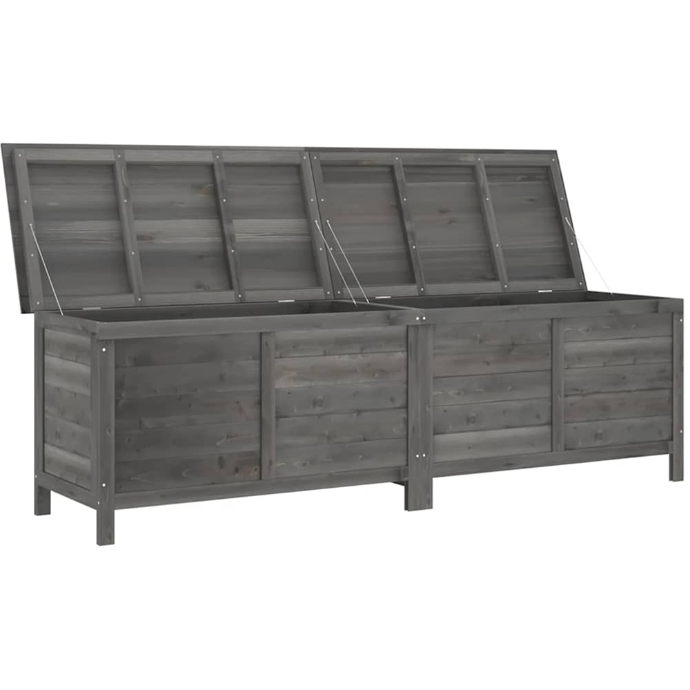 vidaXL 56.5 x 198.5 x 50cm Anthracite Fir Wood Garden Storage Box Image 2