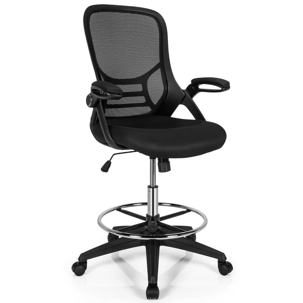Costway Mesh Drafting Chair with Flip-up Armrests Image 2