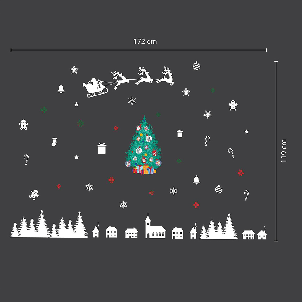 Walplus Magical Christmas Tree and Village Self Adhesive Wall Stickers 58 Piece Image 5