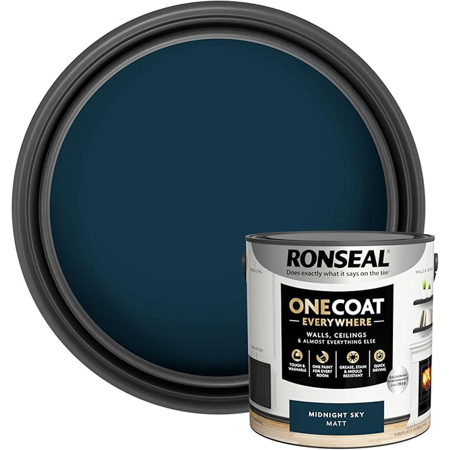 Ronseal One Coat Everywhere Interior Paint Midnight Sky 2.5l Image 1