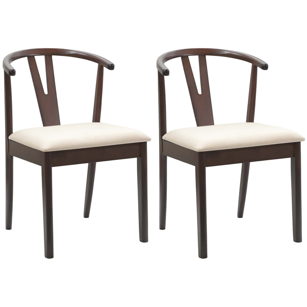 vidaXL Set of 2 Light Brown Rubberwood Dining Chairs Image 8