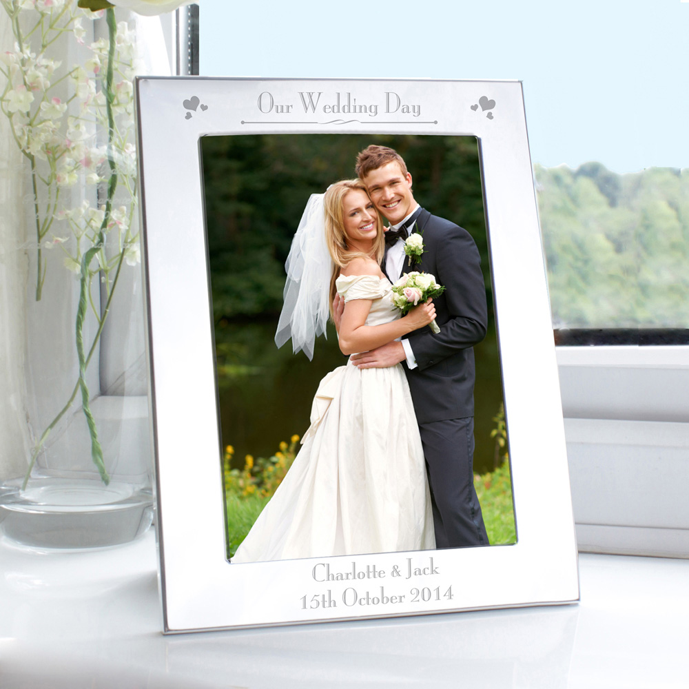 Personalised Memento Personalised Silver Our Wedding Day Photo Frame 5 x 7 inch Image 2