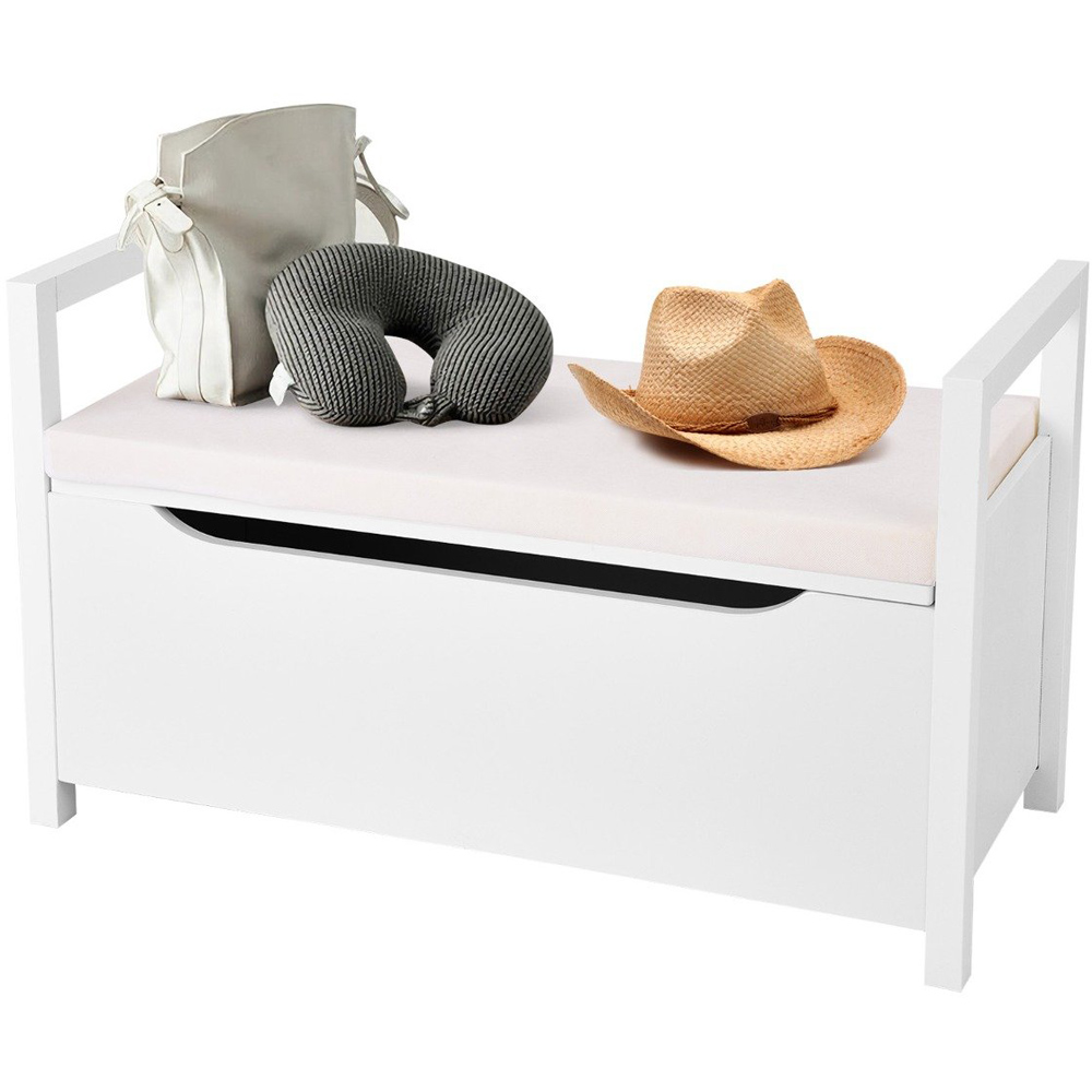Costway White Storage Shoe Changing bench Image 2