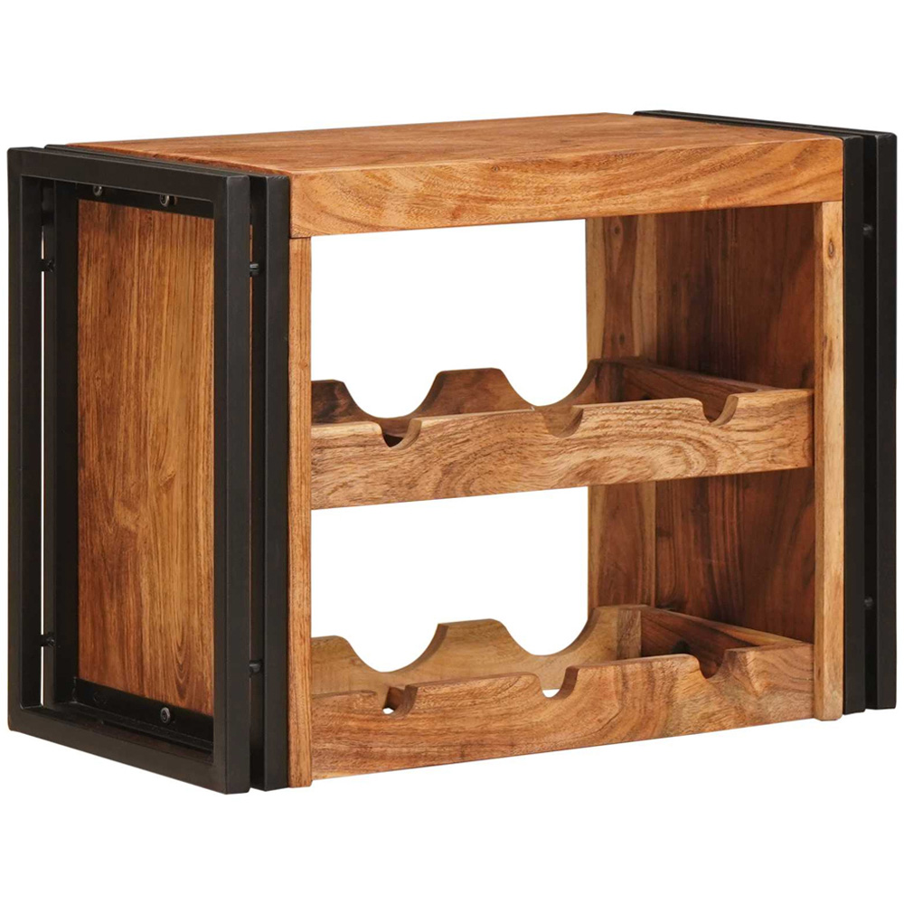 vidaXL 6 Bottle Brown Solid Acacia Wood Wall Mounted Wine Rack Image 3