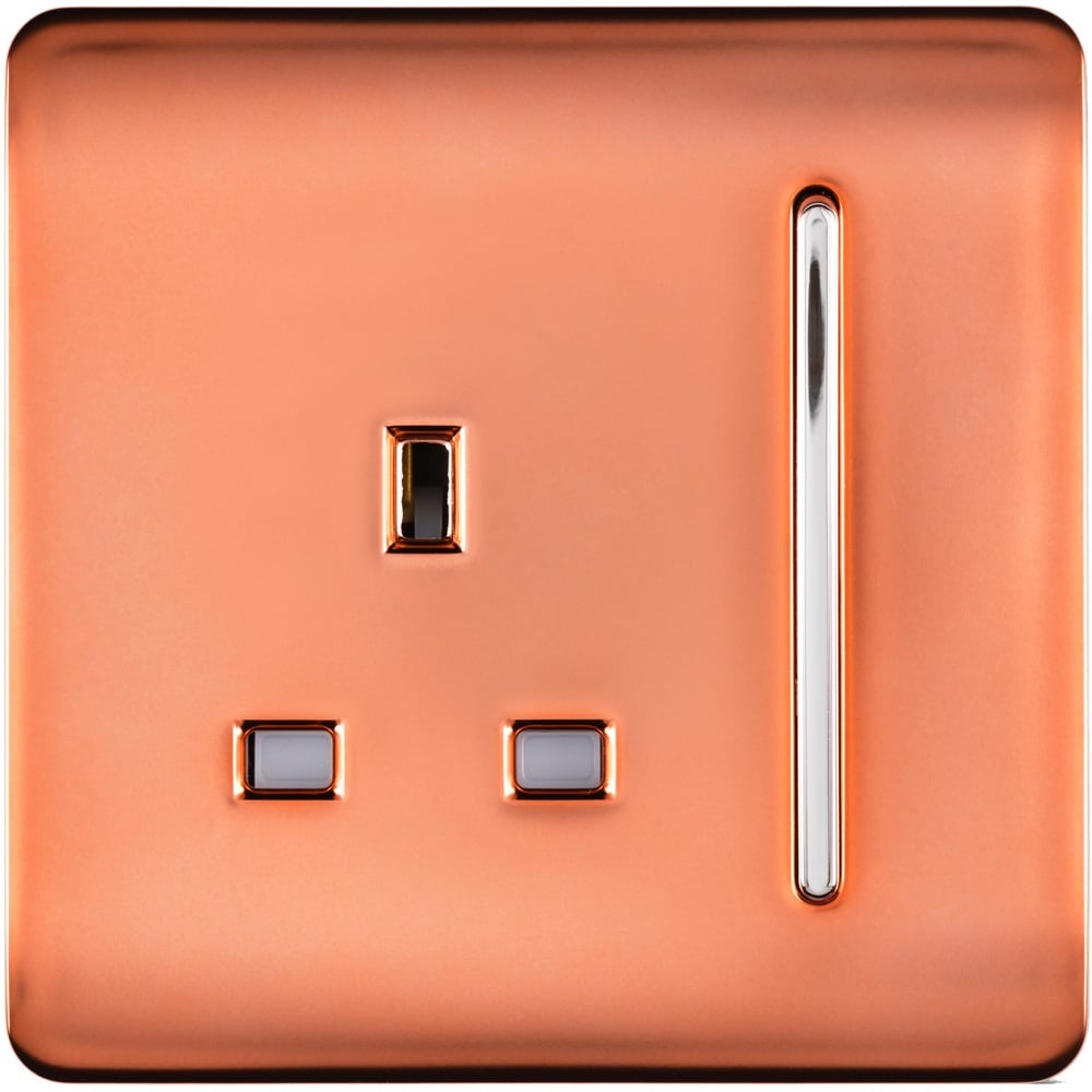 Trendi Switch 1 Gang 13amp Copper Switched Plug Socket Image 1