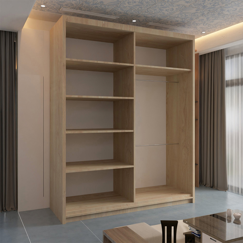 Sliding Wardrobes 4U Batumi 2 Door Oak Compact Curved Mirrored Wardrobe 150cm Image 3