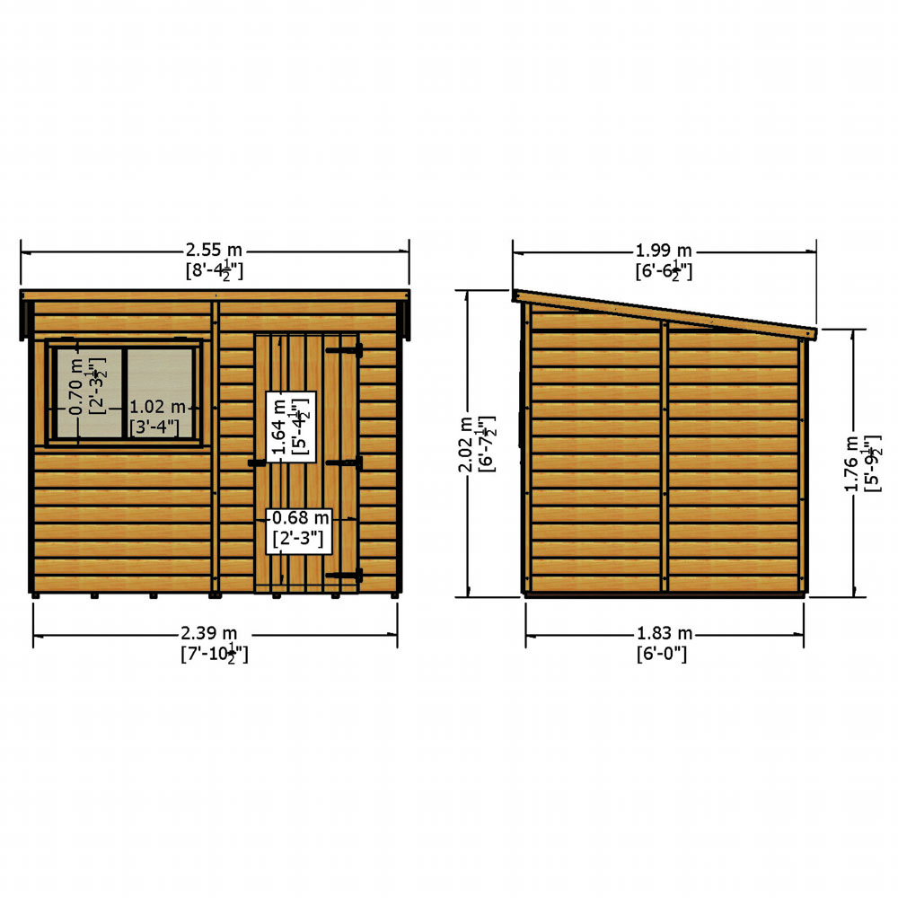 Shire 8 x 6ft Pent Wooden Shiplap Shed Image 4