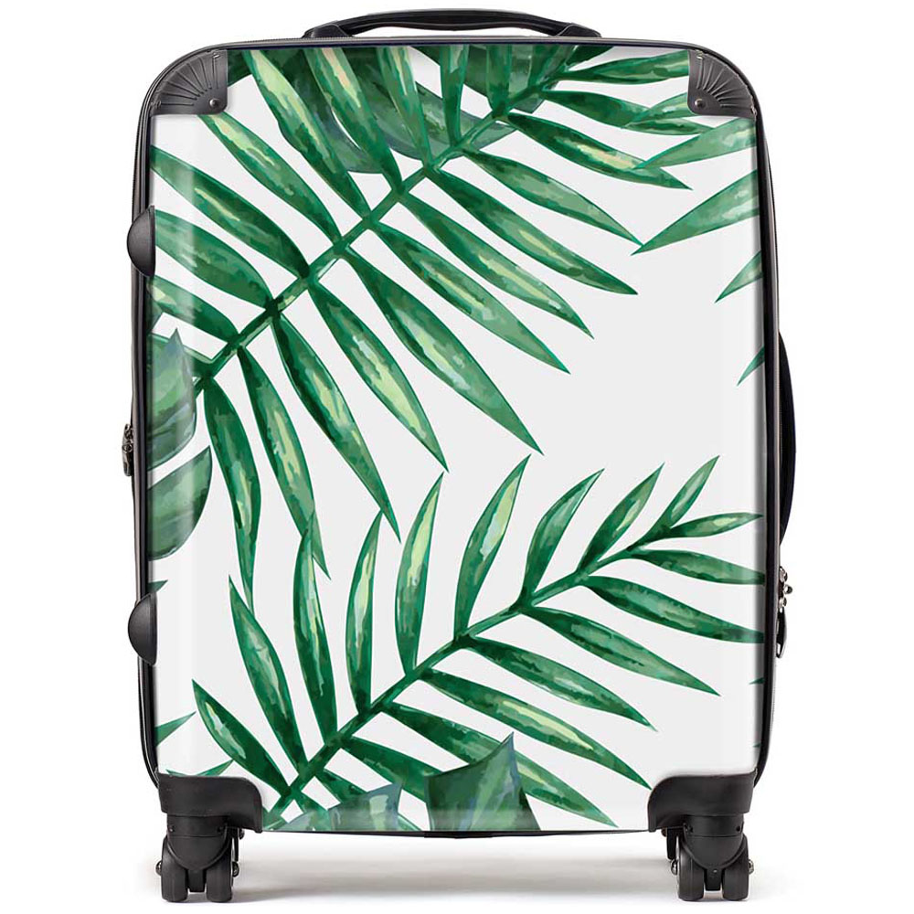 Warren Reed Designer Large Watercolour Tropical Leaves Suitcase Image 1