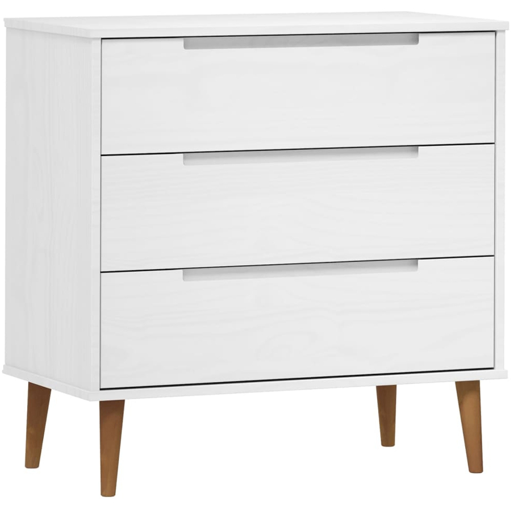 vidaXL 3 Drawer White Solid Pine Wood Drawer Cabinet Image 2