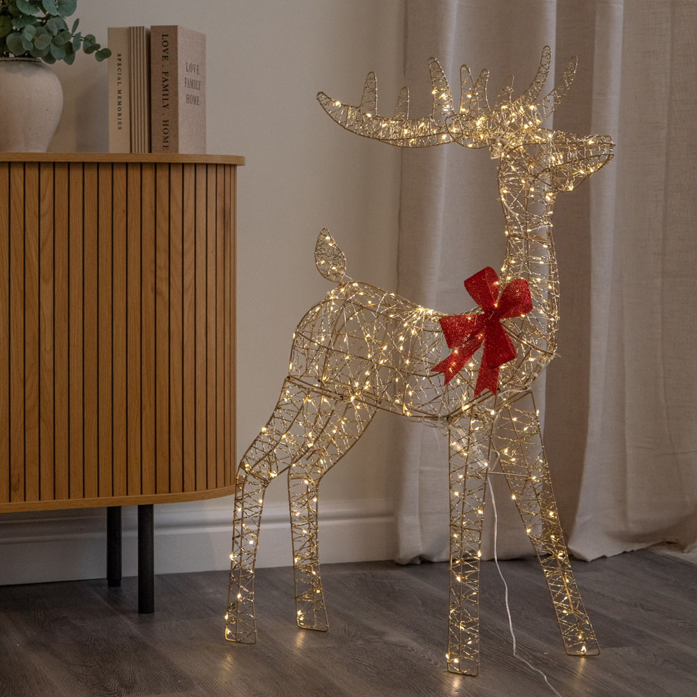 Samuel Alexander 300 Warm White LED Gold Twist Standing Reindeer Christmas Decoration 3ft Image 3