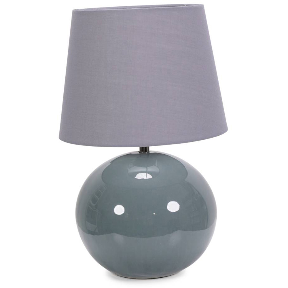 ValueLights Bosco Eucalyptus Teal Grey Fabric Tapered Shade Ceramic LED Table Lamp Image 1