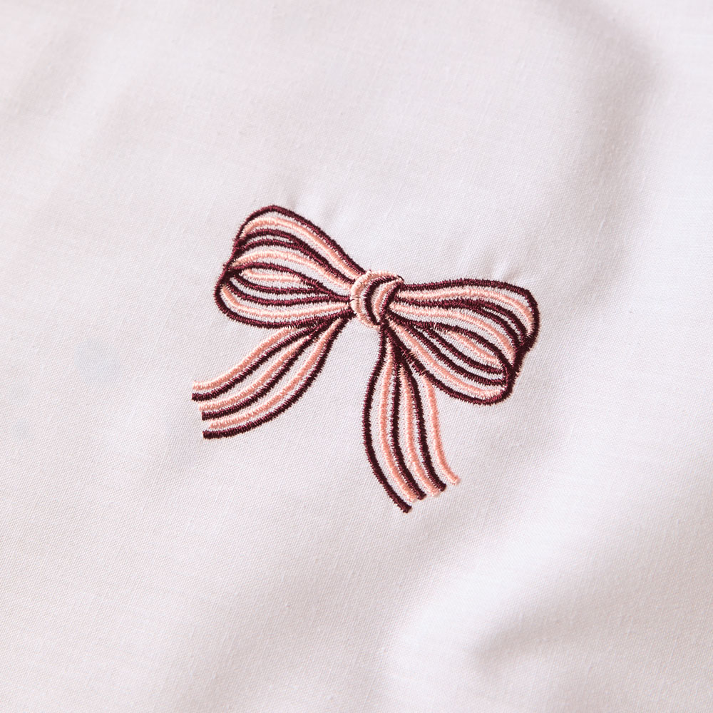Furn Christmas Double Burgundy and Pink Embroidered Bows Duvet Cover Set Image 3