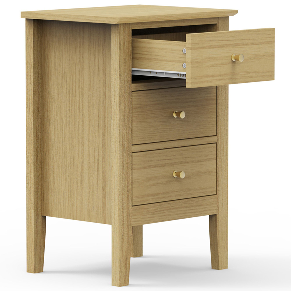 Core Products Henley 3 Drawer Oak Effect Bedside Cabinet Image 5