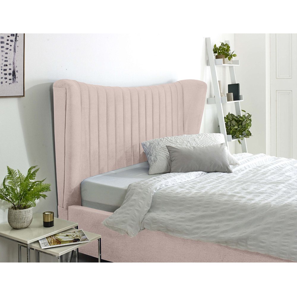 Eleganza Tatum Super King Size Pink Plush Velvet Bed Frame with Headboard Image 3