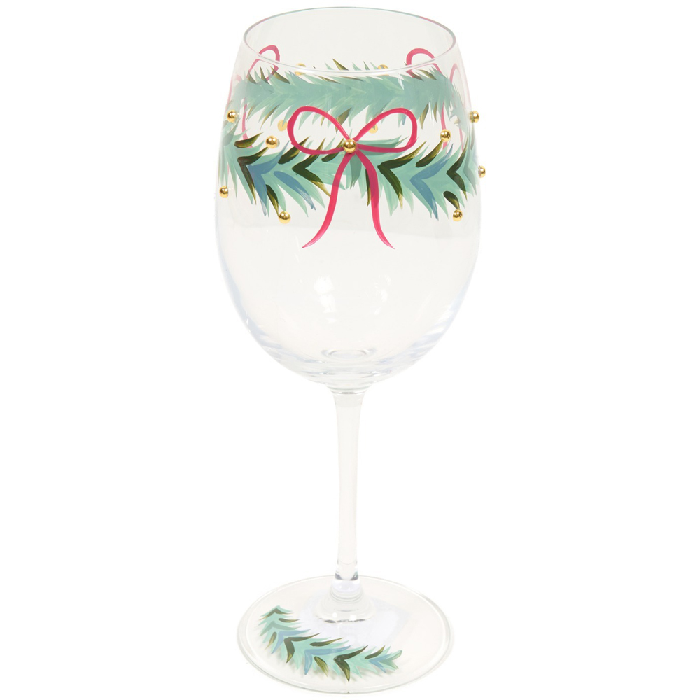 Bows and Gold Wreath Wine Glass Image 4