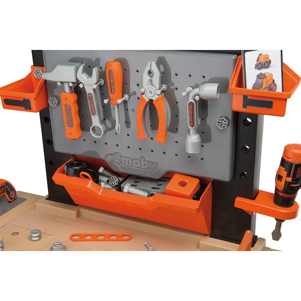 Smoby Black and Decker Kids Centre Workbench Pretend Play Toy Workbench  with Tools : Video Games 