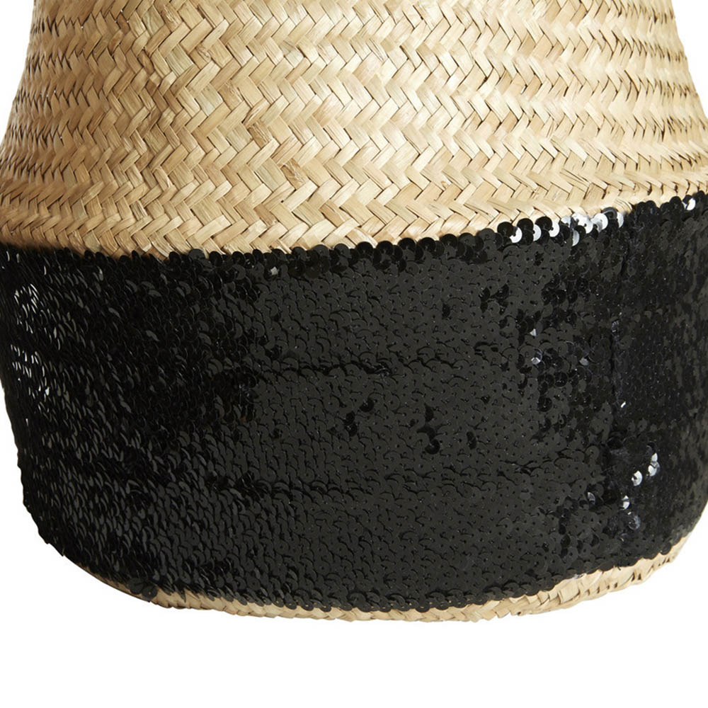 Premier Housewares Black Sequin and Natural Medium Seagrass Basket Image 4