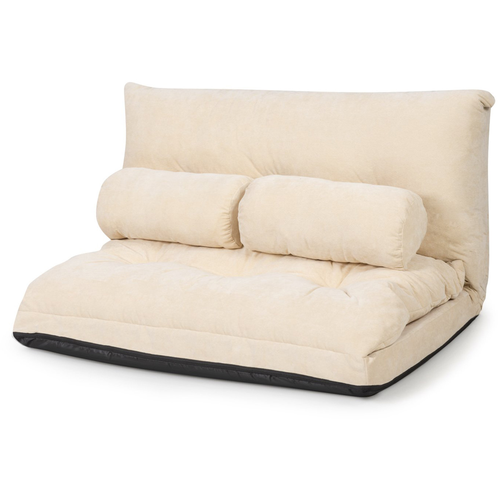 Costway Beige Convertible Floor Sofa Bed with Waist Pillows Image 2