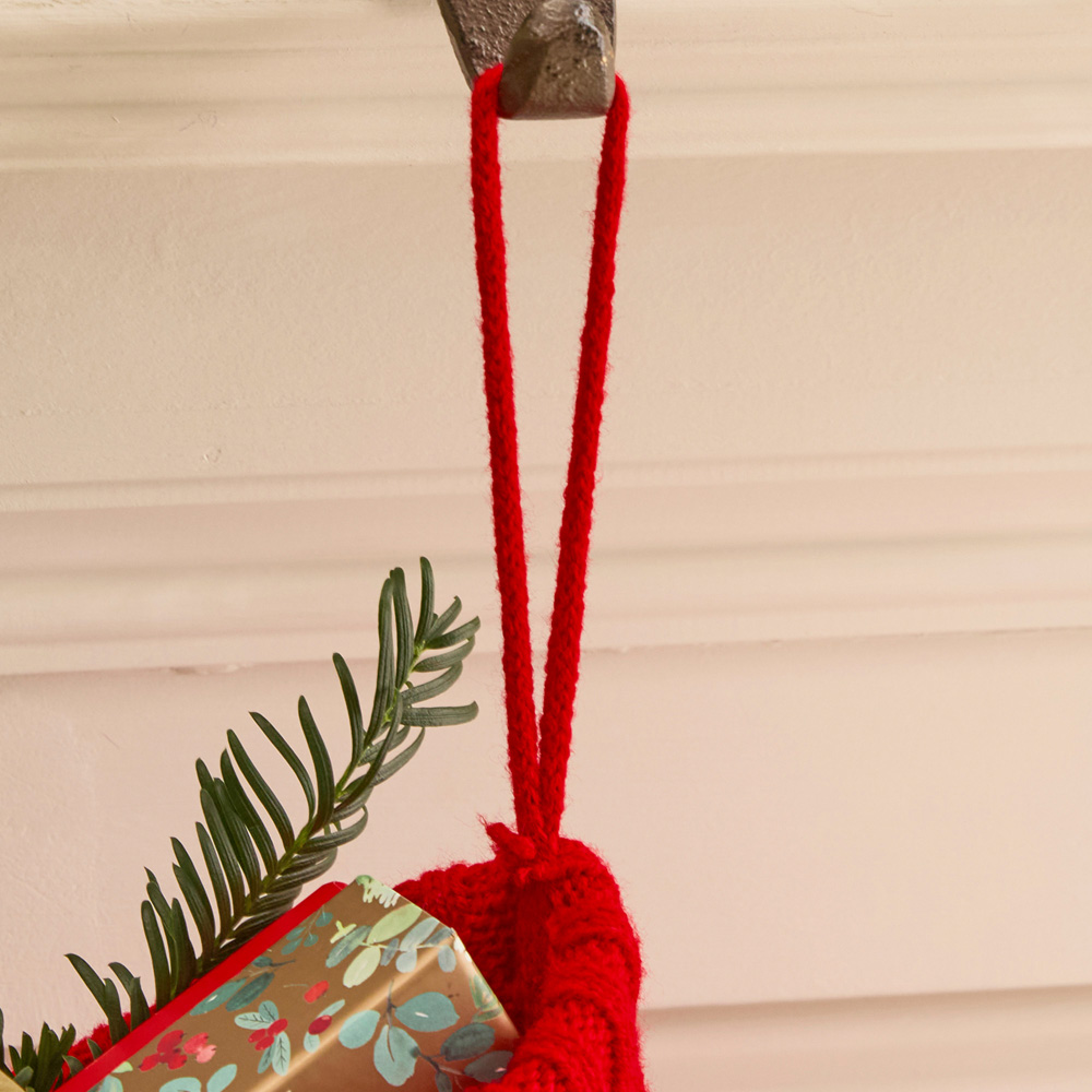Dibor Red Chunky Knit Christmas Stocking Image 3