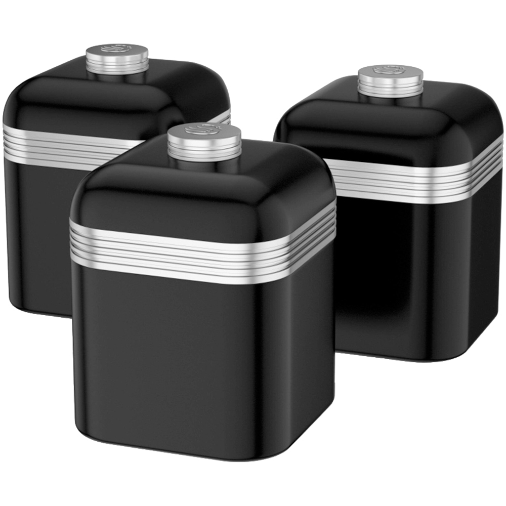 Swan Retro 3 Piece Black Canisters Image 1