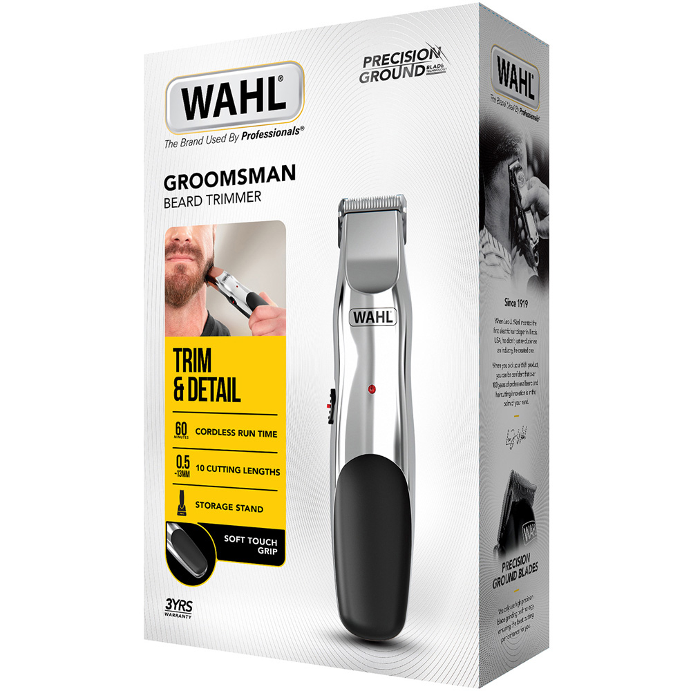 Wahl Groomsman Chrome Rechargeable Cordless Trimmer with Position Combs Image 2