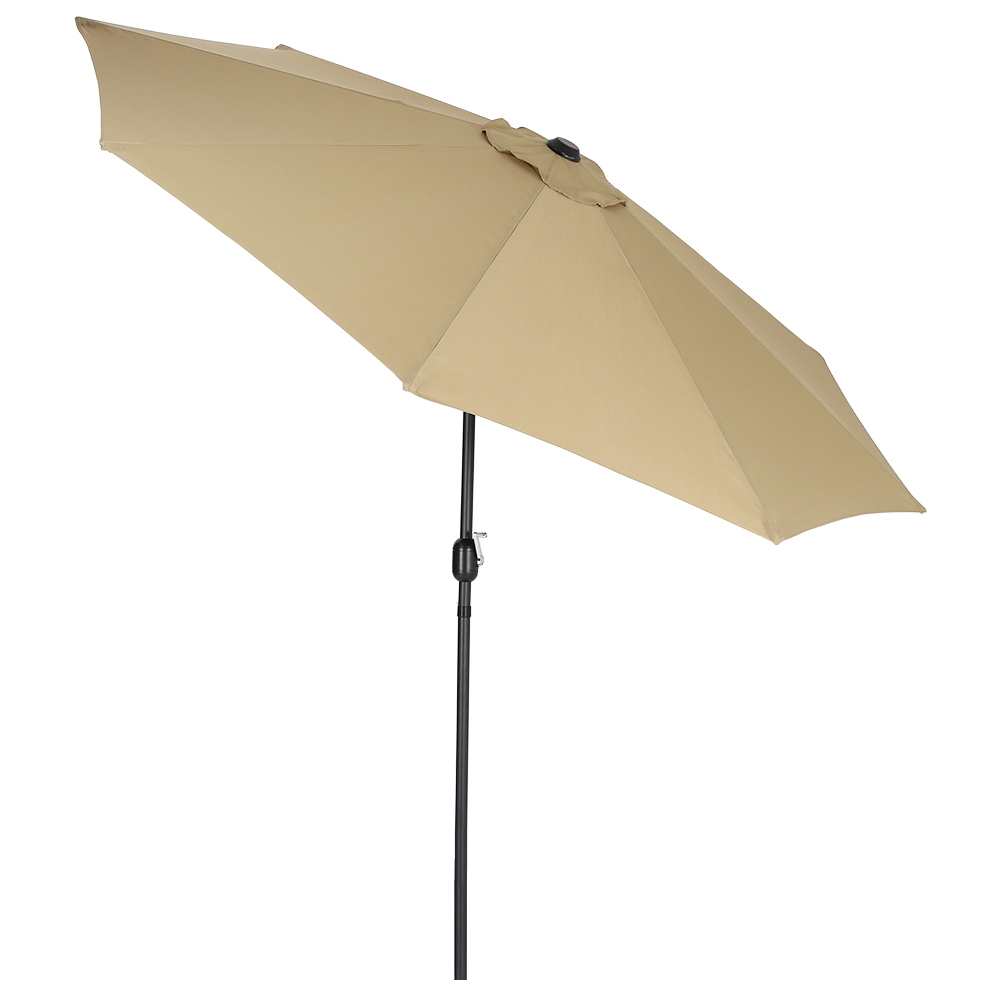 Living and Home Beige Round Crank Tilt Parasol with Rattan Effect Base 3m Image 3