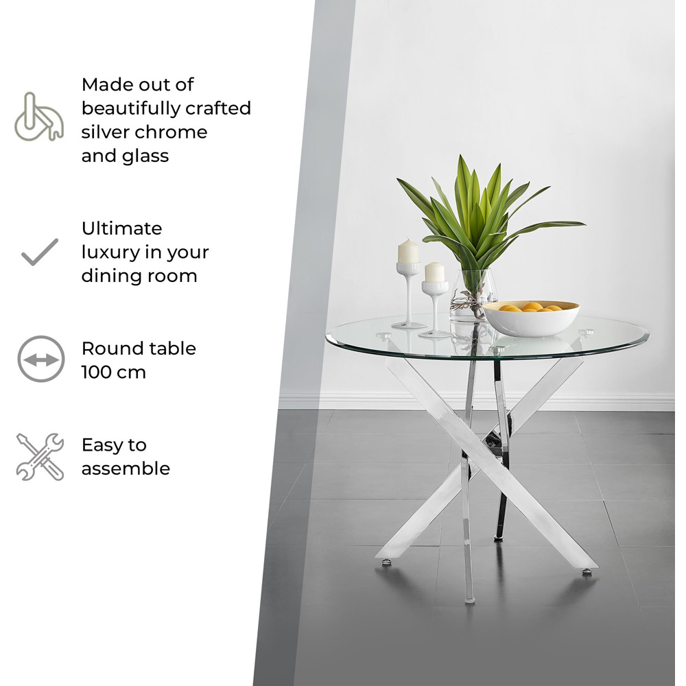 Furniturebox Arona 4 Seater 100cm Round Dining Table Clear Image 7