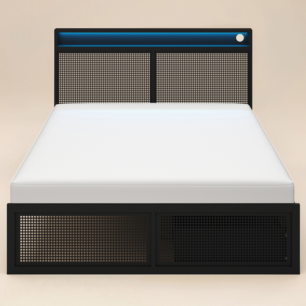 Flair Callan Double Black Metal Bed Frame with Storage and LED Image 3